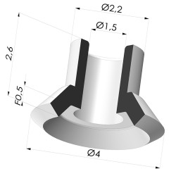 Flat suction cup series PFG, Ø 4 mm