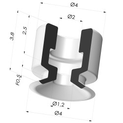 Flat suction cup series PFG, Ø 4 mm
