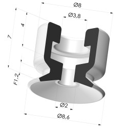 Flat suction cup series PFG Ø 8.6 mm