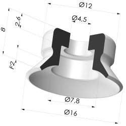 Flat suction cup series PFG, Ø 16 mm