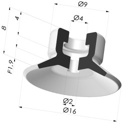 Flat suction cup series PFG, Ø 16 mm