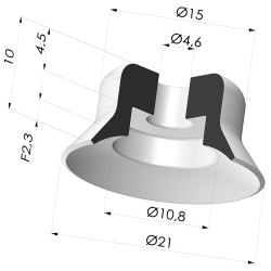Flat suction cup series PFG, Ø 21 mm