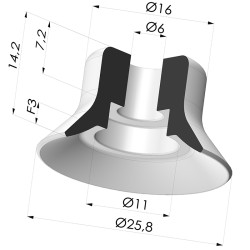 Flat suction cup series PFG, Ø 25.8 mm