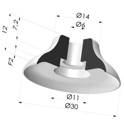 Flat suction cup series PFG, Ø 30 mm