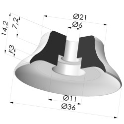 Flat suction cup series PFG, Ø 36 mm