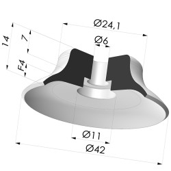 Flat suction cup series PFG, Ø 42 mm