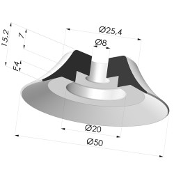 Flat suction cup series PFG, Ø 50 mm