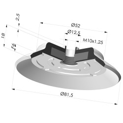 Flat suction cup series PFG, Ø 81.5 mm