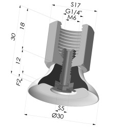 Flat suction cup series PFTF, Ø 30 mm