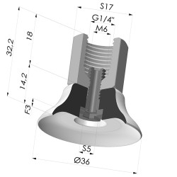 Flat suction cup series PFTF, Ø 36 mm
