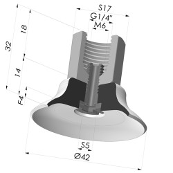 Flat suction cup series PFTF, Ø 42 mm