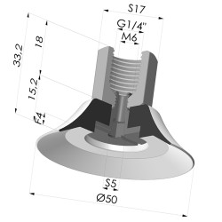 Flat suction cup series PFTF, Ø 50 mm
