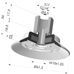 Flat suction cup series PFTF, Ø 61.5 mm