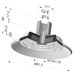 Flat suction cup series PFTF, Ø 81.5 mm