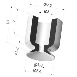 Flat suction cup series VPC, Ø 7.6 mm