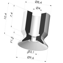 Flat Suction Cup Series VPC, Ø 9.6 mm