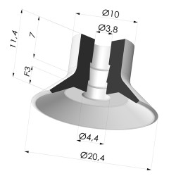 Flat Suction Cup Series VPC, Ø 20.4 mm