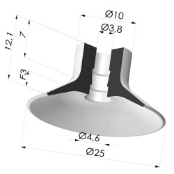 Flat Suction Cup Series VPC, Ø 25 mm