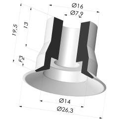 Flat Suction Cup Series VPC, Ø 26.3 mm