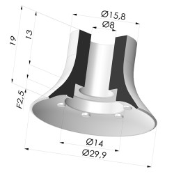 Flat Suction Cup Series VPC, Ø 29.9 mm