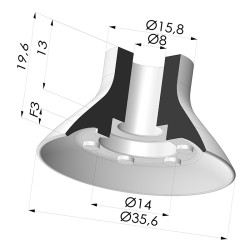 Flat Suction Cup Series VPC, Ø 35.6 mm