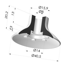 Flat Suction Cup Series VPC, Ø 40.5 mm