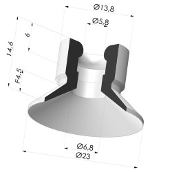 Flat suction cup series VCP, Ø 23 mm