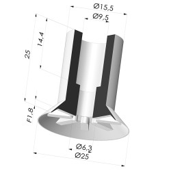 Flat suction cup series VCP, Ø 25 mm