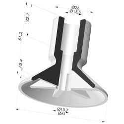 Flat suction cup series VCP, Ø 61 mm