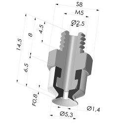 Flat suction cup series PFTM, Ø 5.3 mm