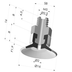 Flat suction cup series PFTM, Ø 16 mm