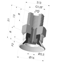 Flat suction cup series PFTM, Ø 16 mm