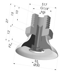 Flat suction cup series PFTM, Ø 30 mm