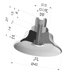 Flat suction cup series PFTM, Ø 42 mm