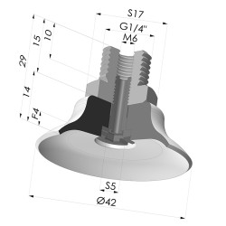 Flat suction cup series PFTM, Ø 42 mm