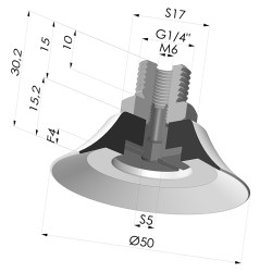 Flat suction cup series PFTM, Ø 50 mm