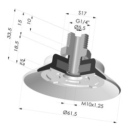 Flat suction cup series PFTM, Ø 61.5 mm