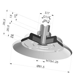 Flat suction cup series PFTM, Ø 81.5 mm