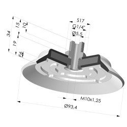 Flat suction cup series PFTM, Ø 93.4 mm