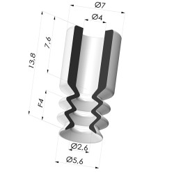 Bellows Suction Cup 2.5 folds Series 8, Ø 5,4 mm
