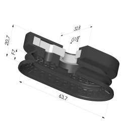 Oblong Suction Cup 1.5 Folds Series 4R, 63.7x32.8 mm