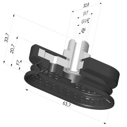 Oblong Suction Cup 1.5 Folds Series 4R, 63.7x32.8 mm