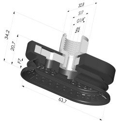 Oblong Suction Cup 1.5 Folds Series 4R, 63.7x32.8 mm