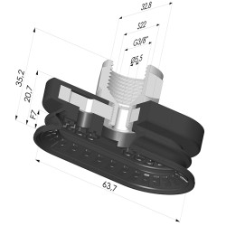 Oblong Suction Cup 1.5 Folds Series 4R, 63.7x32.8 mm