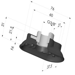 Oblong Suction Cup Series 4R, 76x37.5 mm