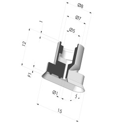 Oblong Suction Cup Series 4V, 15x5 mm