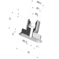 Oblong Suction Cup Series 4V, 18x6 mm