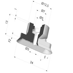 Oblong Suction Cup Series 4V, 24x8 mm