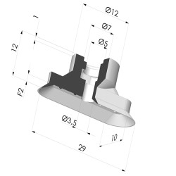 Oblong Suction Cup Series 4V, 30x10 mm