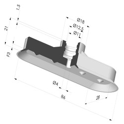 Oblong Suction Cup Series 4V, 85x28 mm